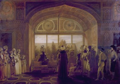 Shah Fath Ali, shah de Persia (1797-1835) Recibiendo a Sir Harford Jones en Audiencia de Robert Smirke